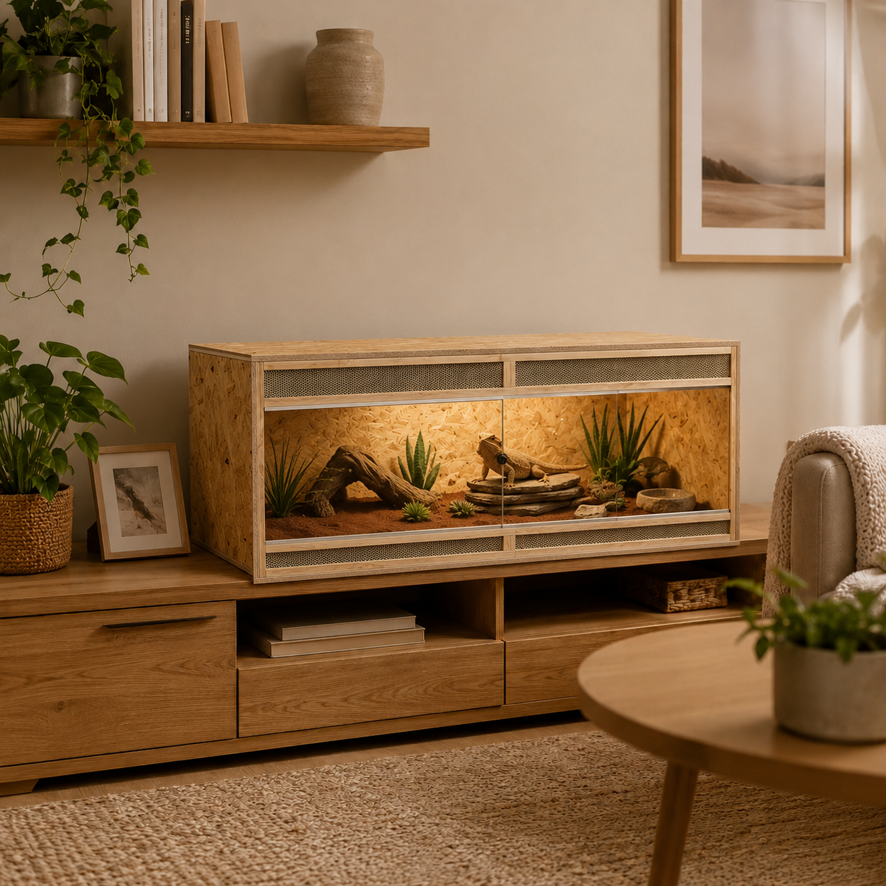 Terrarium Bois OSB 144 cm - Un grand format qui reste élégant dans la pièce