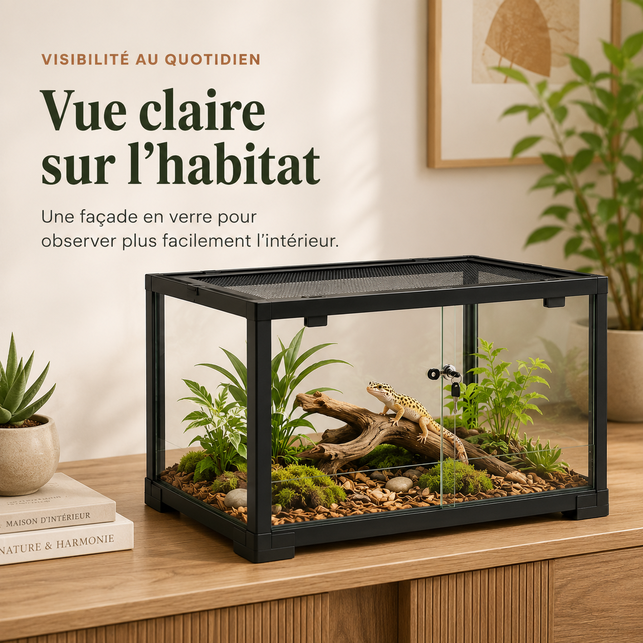 Terrarium Verre 60 cm - Une vue claire sur l’habitat